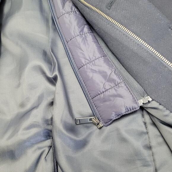 Zara Man navy blue tailored pea coat trench jacket full zip high collar - Picture 11 of 15